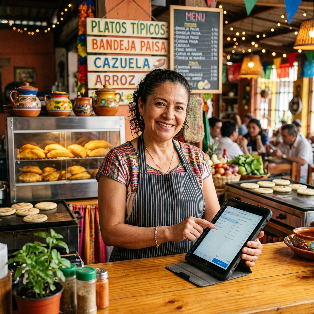 Dueña de restaurante tradicional en Colombia